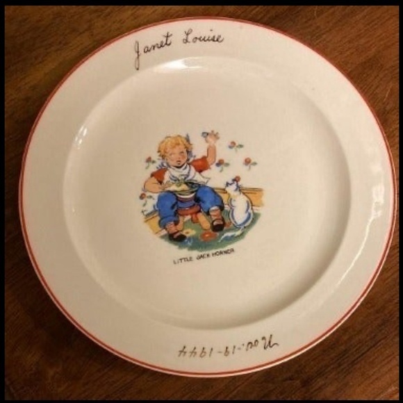 Janet Louise VTG Ceramic Bowl Tom Tom The Pipers Son & Little Jack Horner Plate - Picture 4 of 9